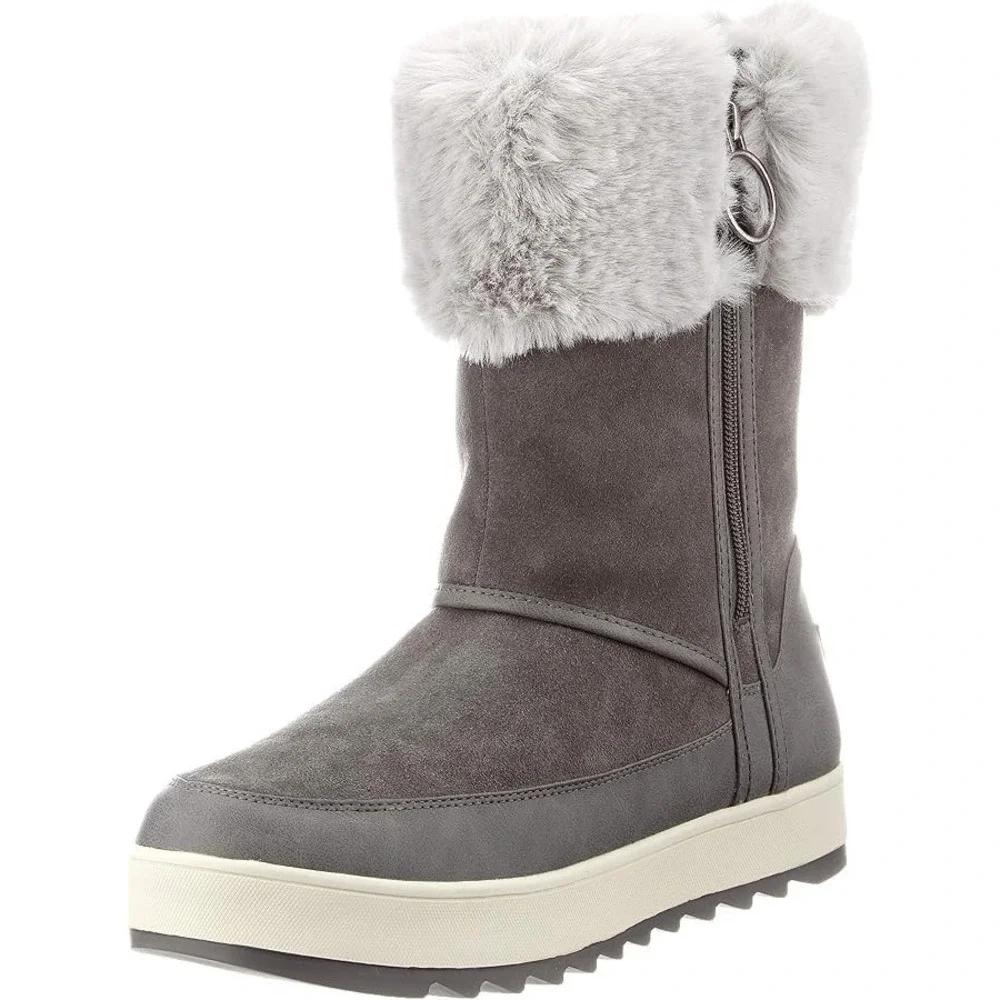 Koolaburra By UGG Women's Grey Suede Leather Tynlee Boots Faux Fur Waterproof 7